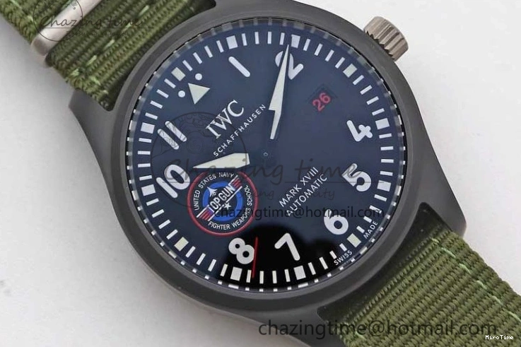 MIROTIME 0219 Packable Mark XVIII ‘TOPGUN SFTI’ Ceramic M+F Best Edition Black Dial on Green Nylon Strap 7048